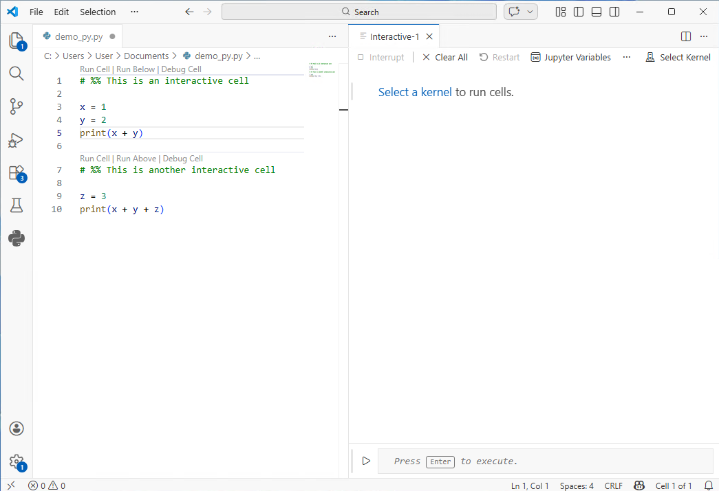 Jupyter interactive window