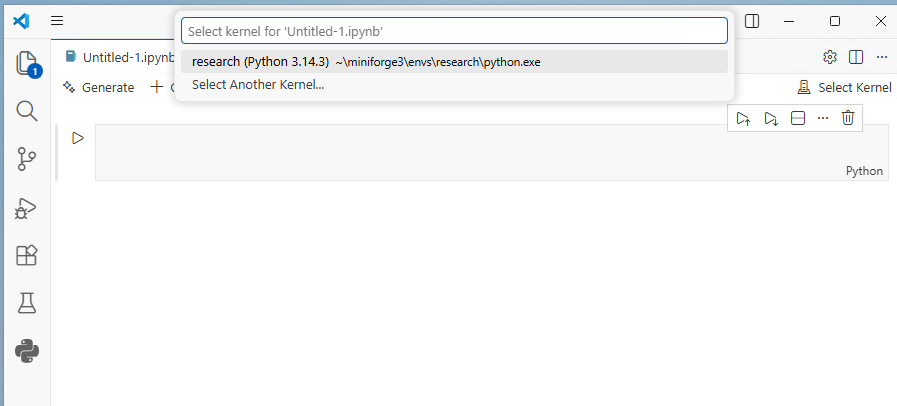 Select python environment